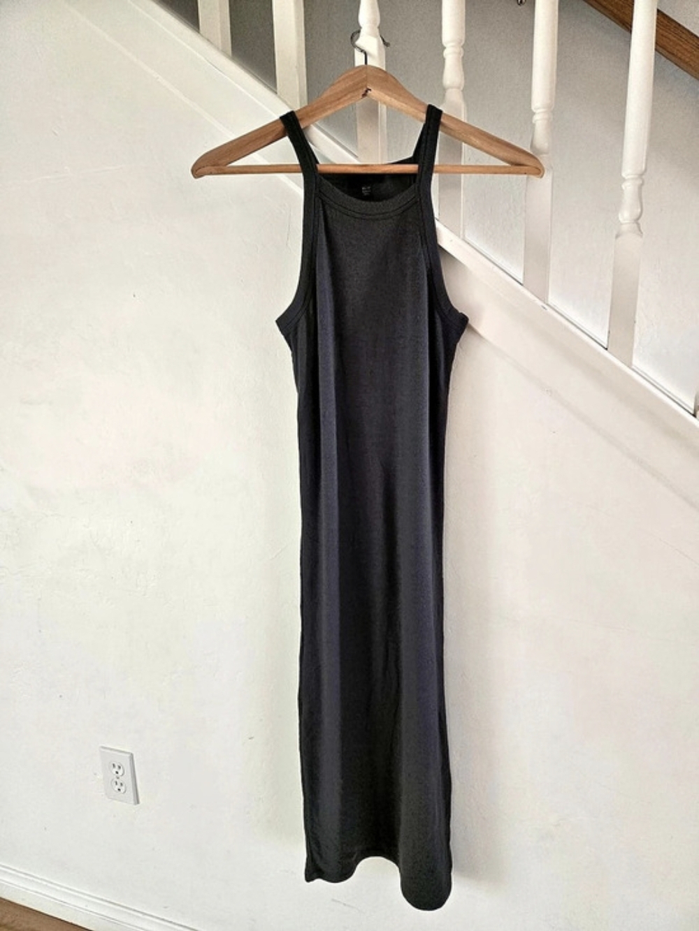 ATM Ribbed Mid Halter Dressi Dress in Coal Gray Size XS